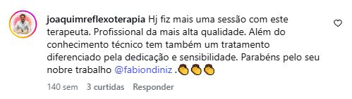 Depoimento de @joaquimreflexoterapia no Instagram